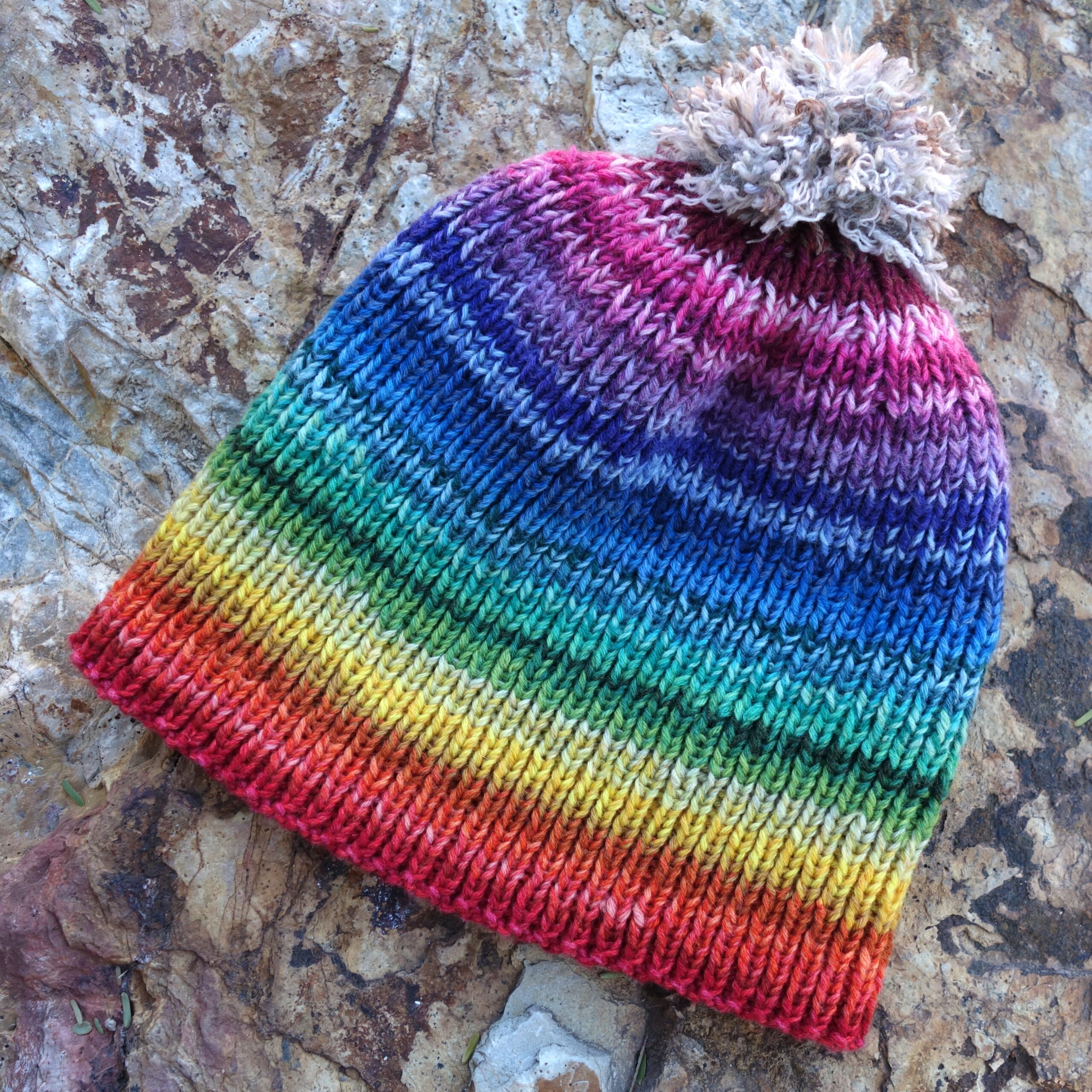 Barely-a-Pattern Super Scrappy Knit Hat (Free Pattern)